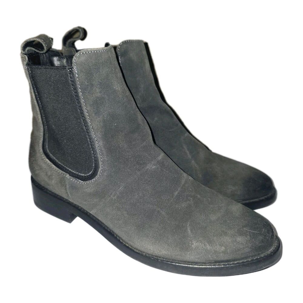 THURSDAY BOOT CO. DUCHESS Sz7.5 Dark Gray Suede Leather Boho Western Ankle Boots